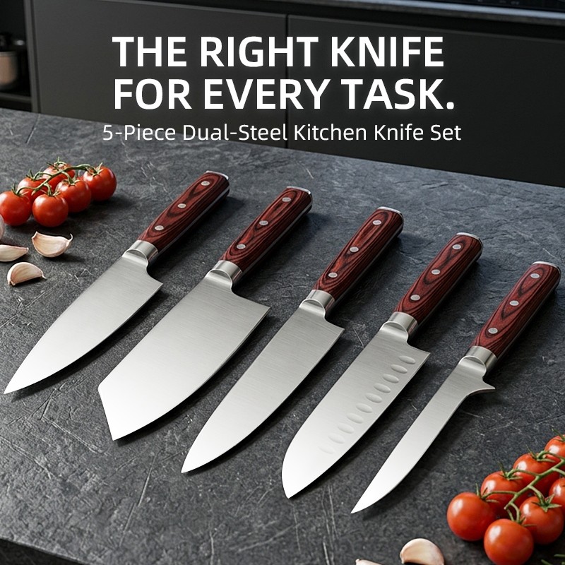 64 Layer  Set Wood Handle with double steel bolster Kitchen Knife for outdoor camping 2