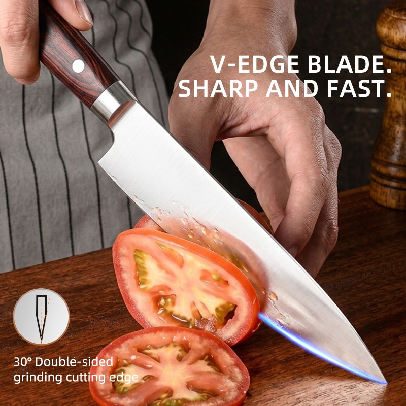 64 Layer  Set Wood Handle with double steel bolster Kitchen Knife for outdoor camping 3
