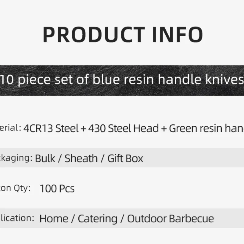 10-piece Damascus-Pattern Kitchen  Knife Set with Green Resin Handle detail