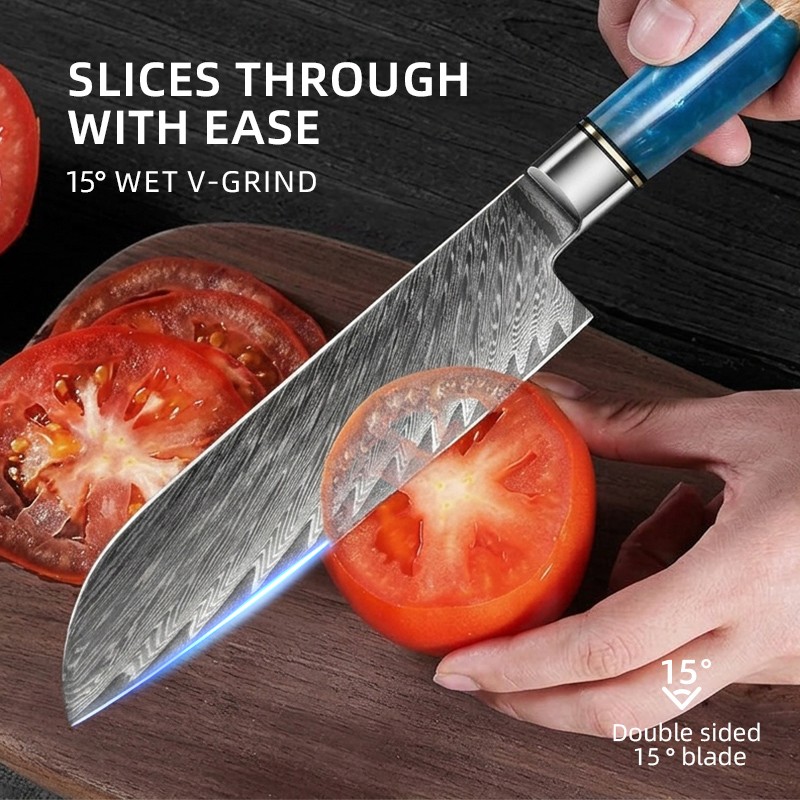RAZOR-SHARP EDGE7-Inch Damascus Santoku Knife 3