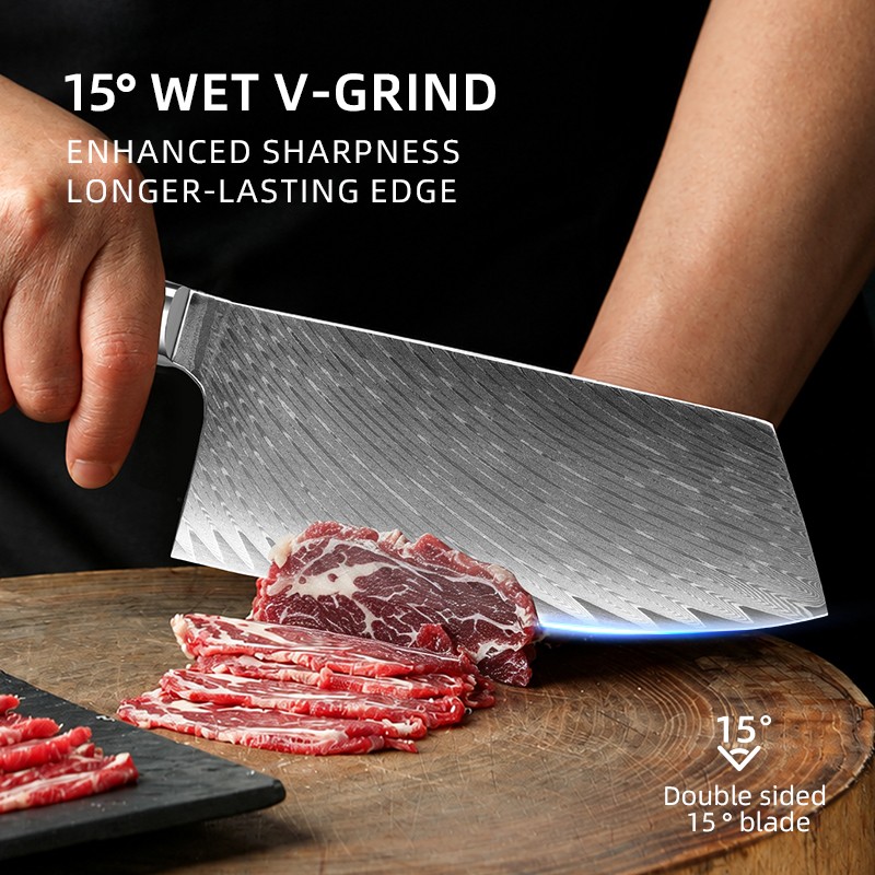15° WET V-GRINDENHANCED  Damascus Slicing Kinfe 3