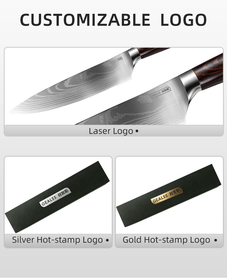 10-PieceRose Pattern Kitchen Knife Set with 67-Layer Sharp various Size detail
