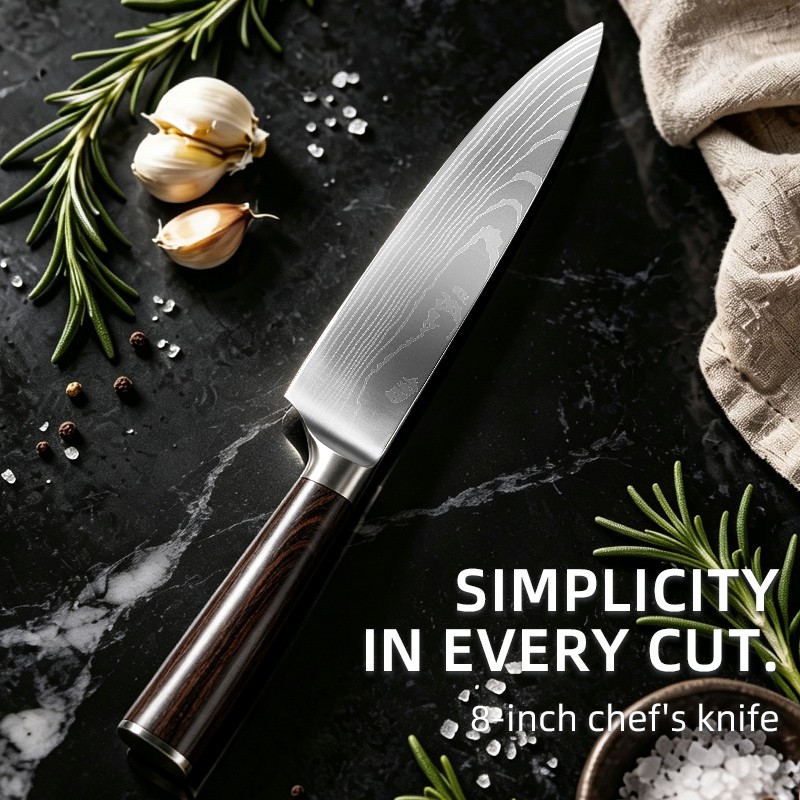 8-Inch Damascus Laser-Pattern Chef's Knife 2