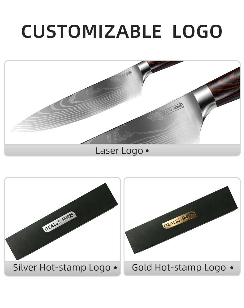 8-Inch Damascus Laser-Pattern Chef's Knife detail